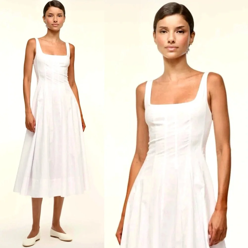 🌺🎉HP🎉🌺 NWT Staud Wells Midi Dress White - Picture 14 of 16